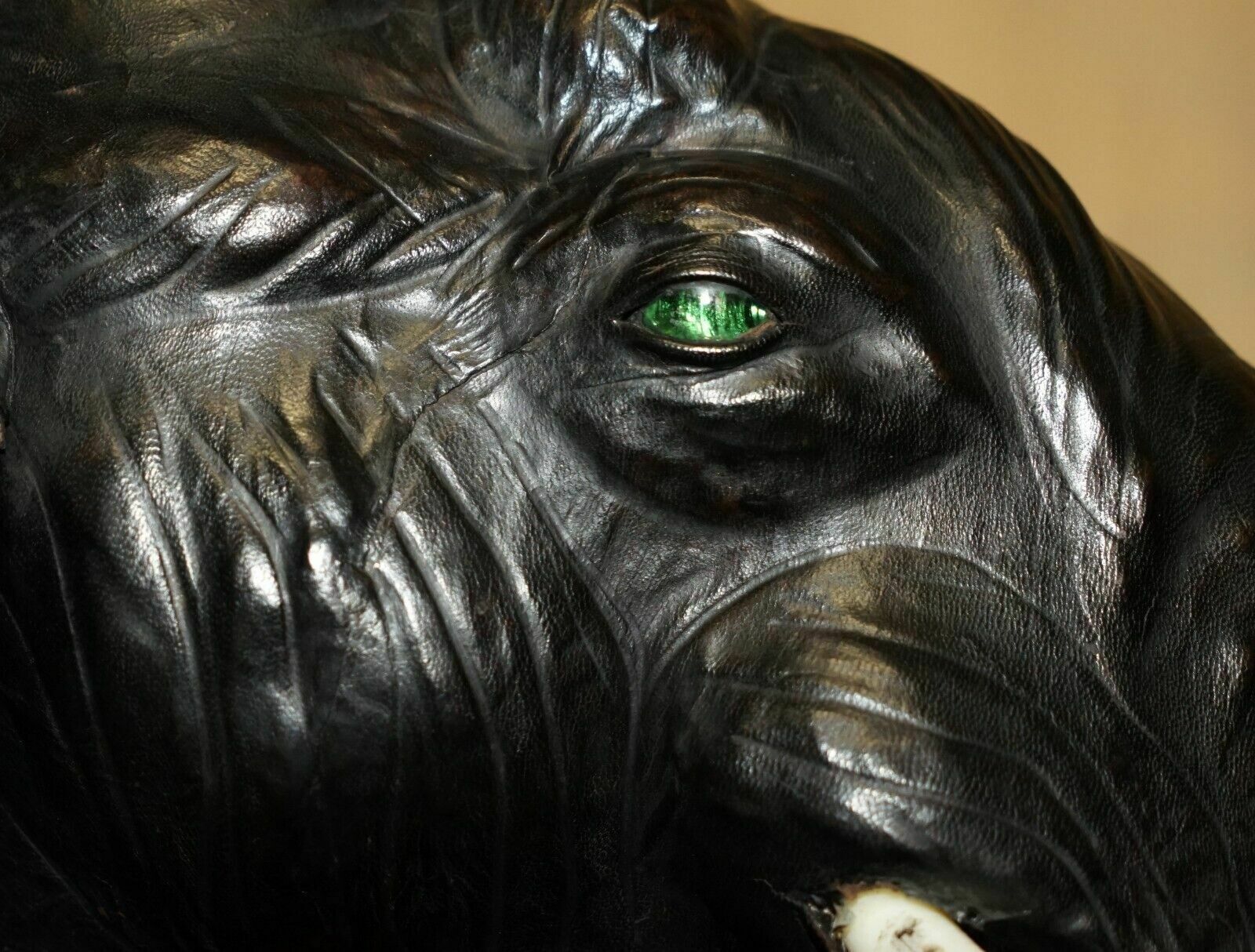 Super Rare Green Eyed Liberty's London Omersa Leather Elephant Footstool Stool photo 3850.0