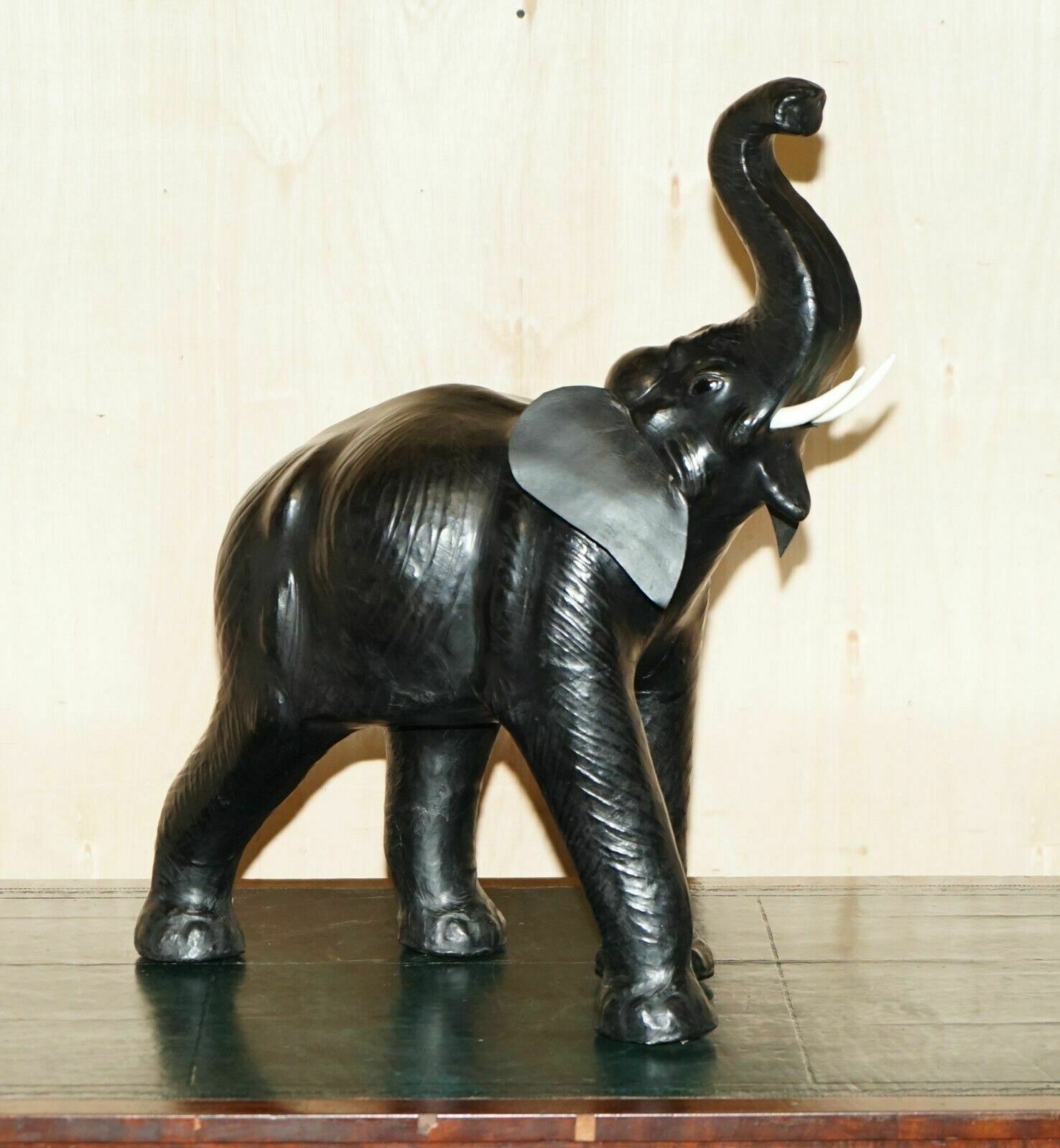 Lovely Happy Glass Eyed Liberty's London Omersa Leather Elephant Footstool Stool