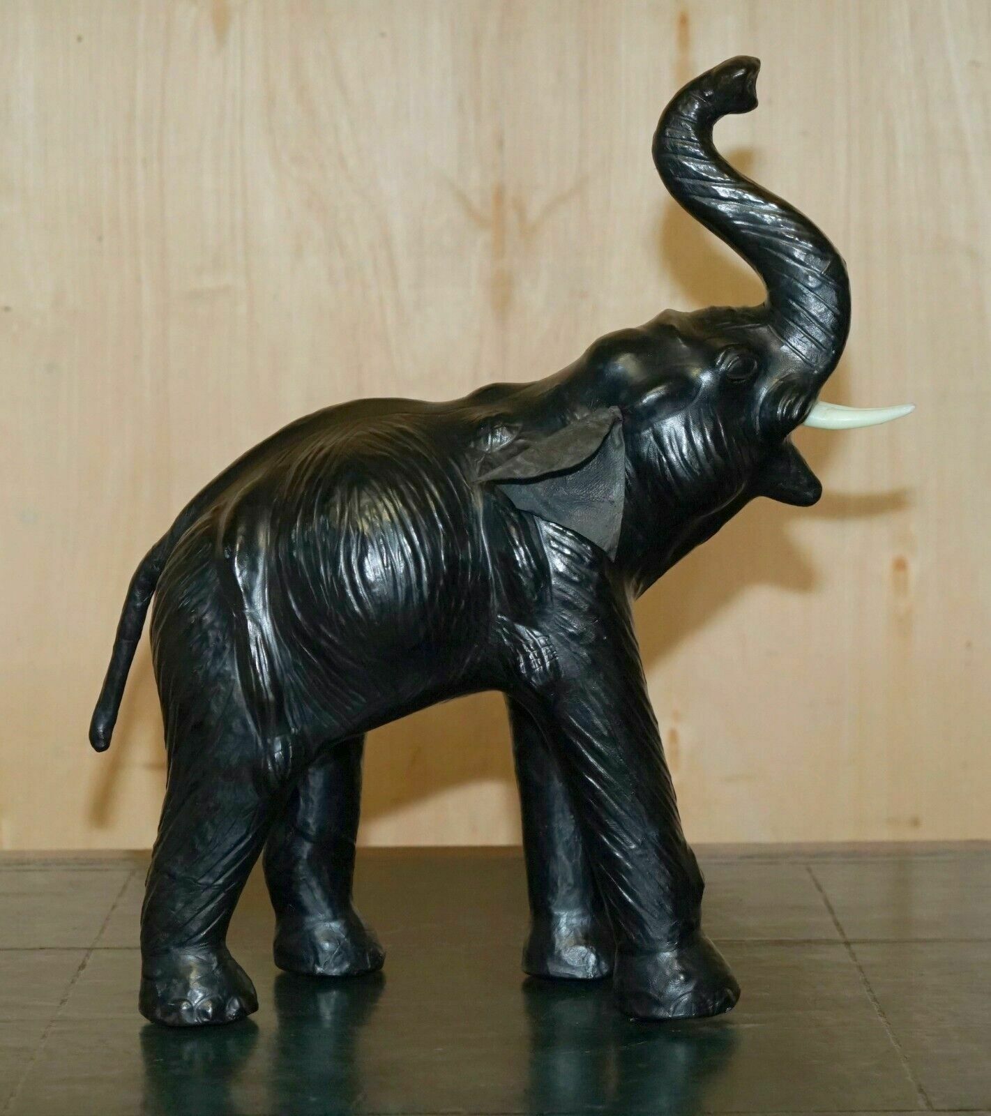 Lovely Liberty's London Omersa Leather Elephant Footstool Stool With Glass Eyes photo furniture