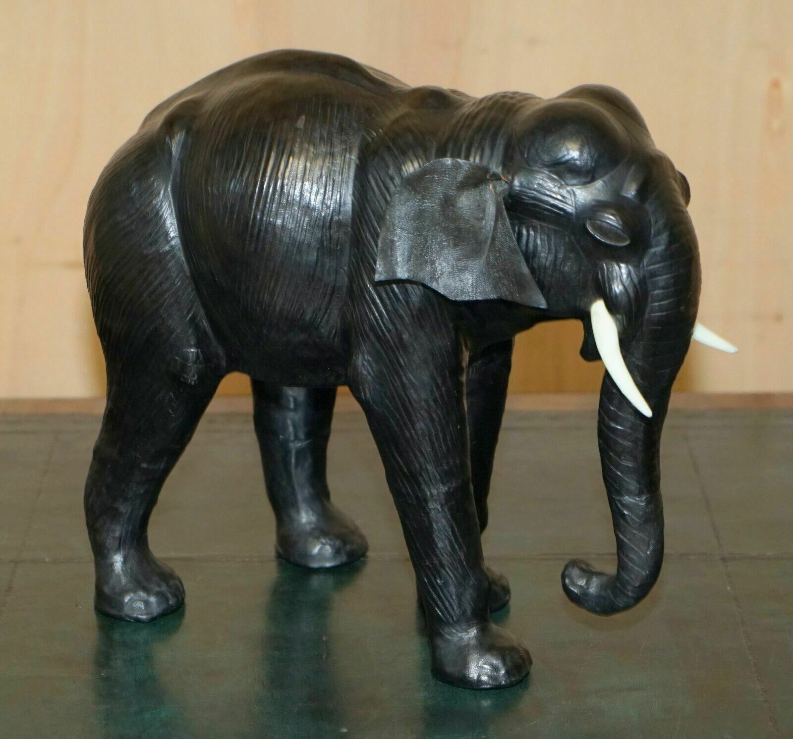 Collectable Liberty's London Omersa Leather Elephant Footstool Stool Glass Eyes