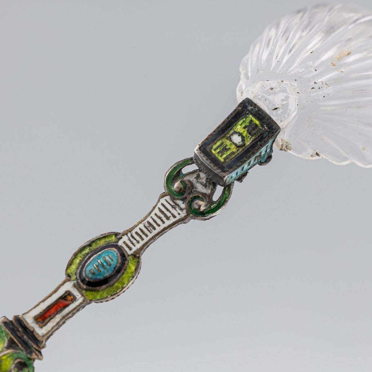 Antique 19th Century Austrian Silver, Enamel & Rock Crystal Spoons C.1880 photo furniture