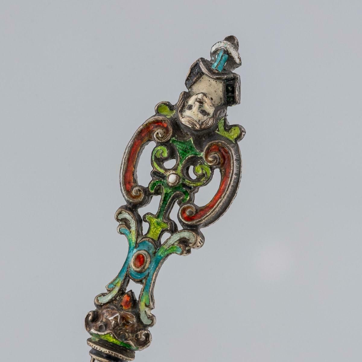 Home Decor Antique 19th Century Austrian Silver, Enamel & Rock Crystal Spoons C.1880 photo