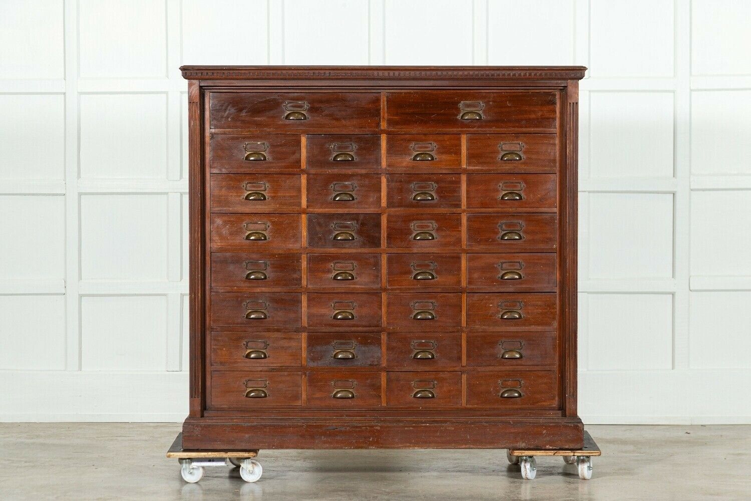 Large 19thc English Walnut Apothecary Bank Drawers photo furniture