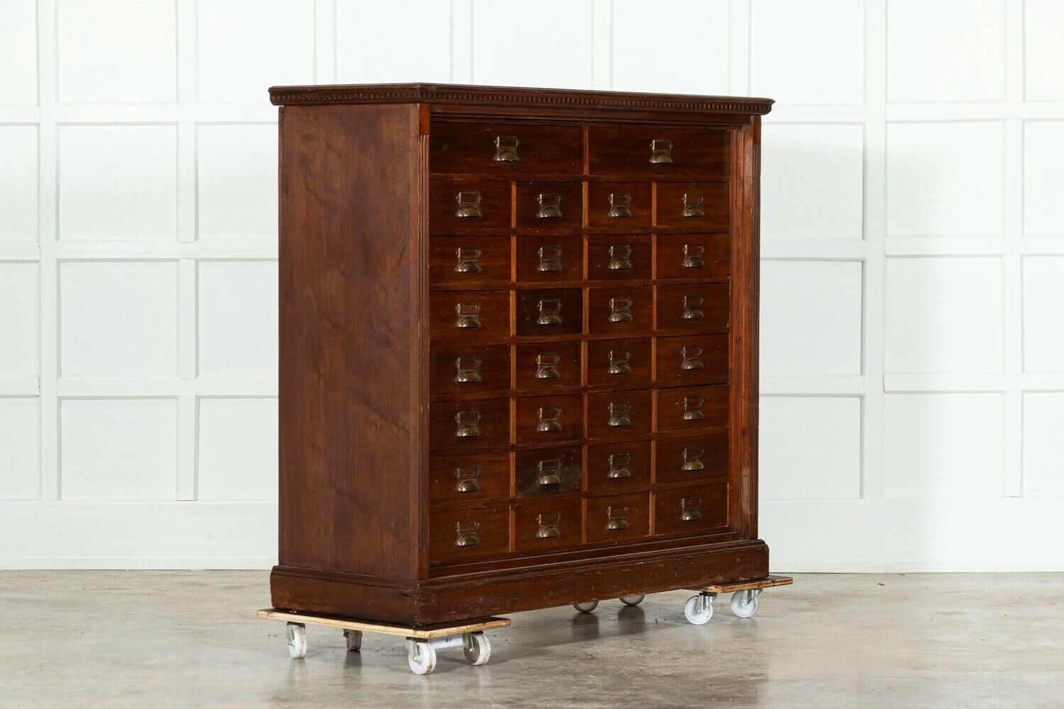 Large 19thc English Walnut Apothecary Bank Drawers photo for sale