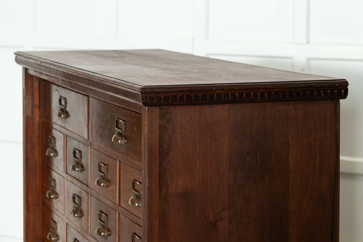 Furniture Large 19thc English Walnut Apothecary Bank Drawers photo