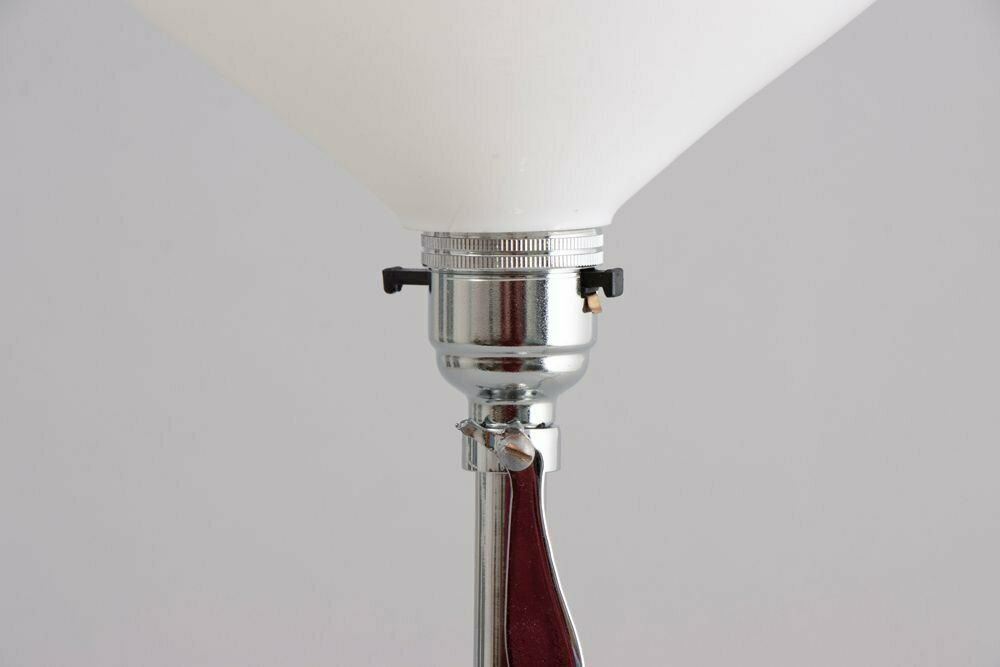 Art Deco Chrome Table Lamp With A Nude Silhouette On Green Phenolic Mound, British C.1930 photo Lighting