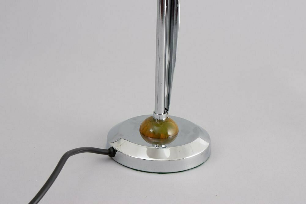 Art Deco Chrome Table Lamp With A Nude Silhouette On Green Phenolic Mound, British C.1930 photo vintage