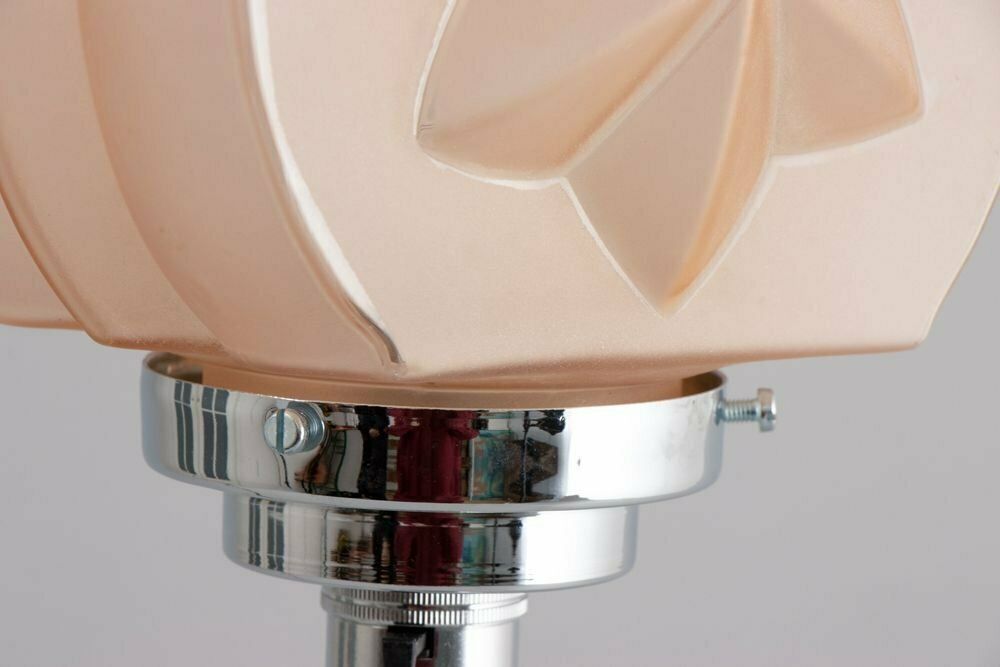 Pair Of Modernist Art Deco Table Lamps With Frosted Glass Star Shades, British C.1930 photo 1150.0