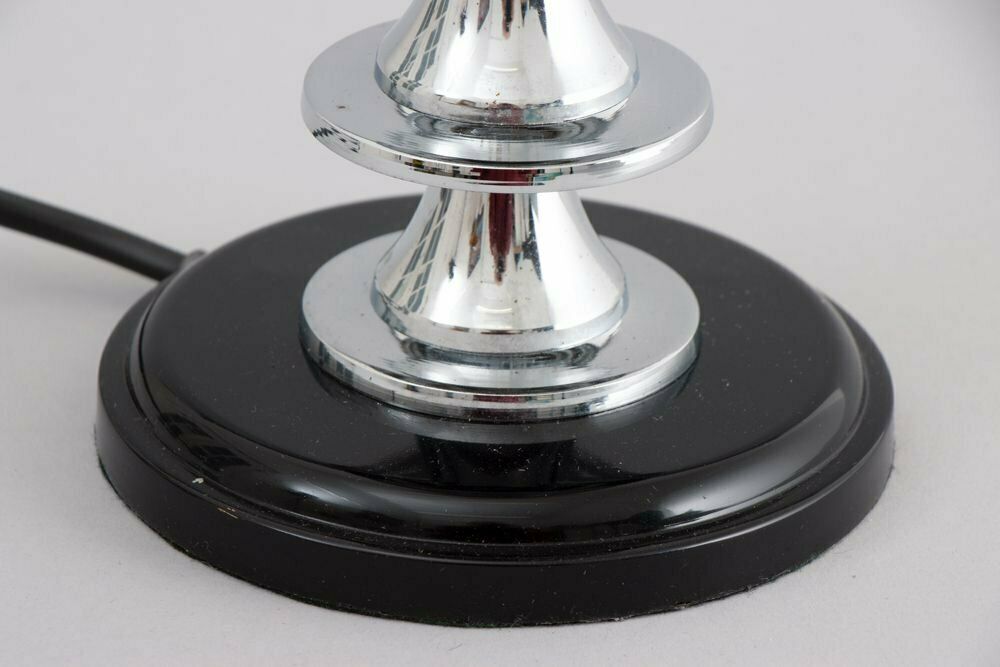 Pair Of Modernist Art Deco Table Lamps With Frosted Glass Star Shades, British C.1930 photo vinterior