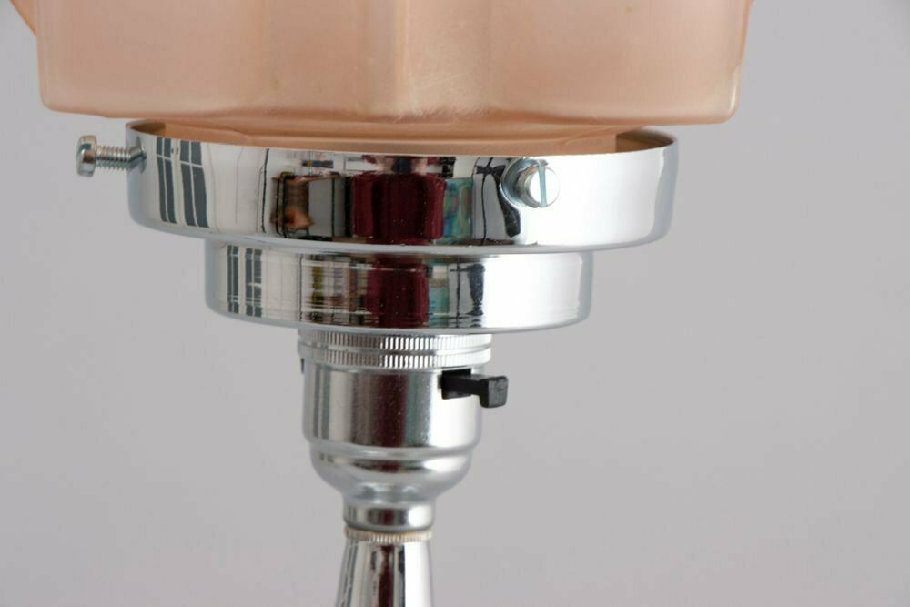 photo furniture Pair Of Modernist Art Deco Table Lamps With Frosted Glass Star Shades, British C.1930