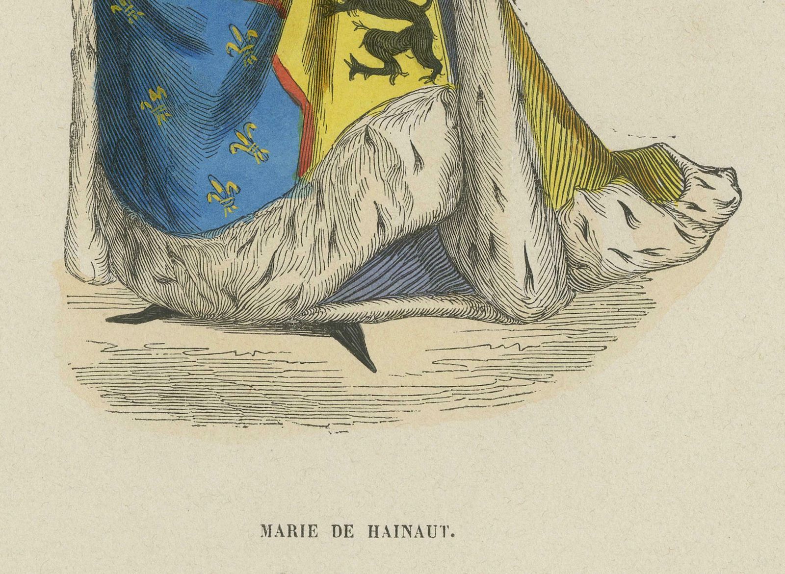 An Original Lithograph Showing The Regal Elegance Of Marie De Hainaut, 1845 photo furniture