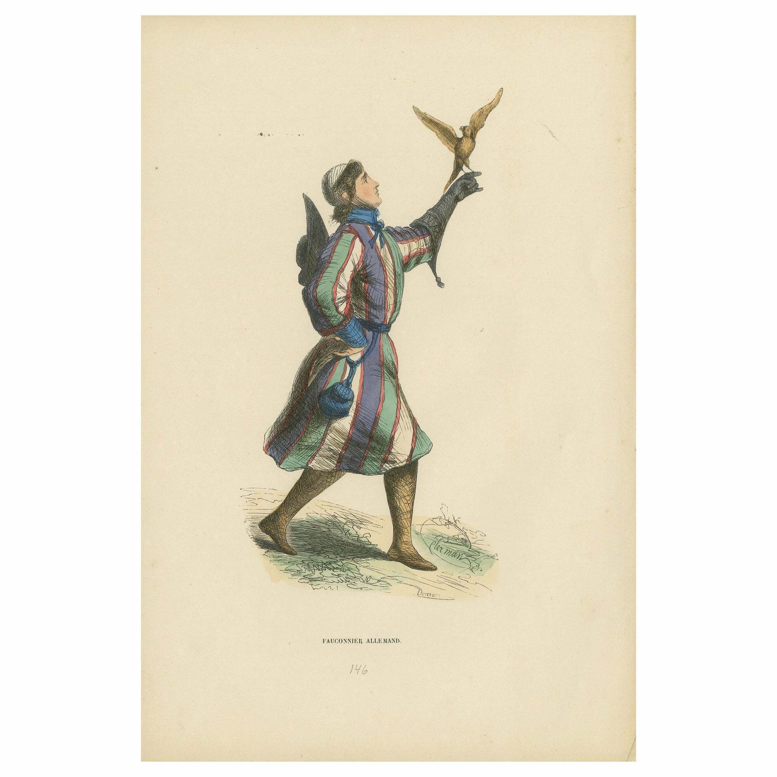 The Noble Sport: A German Falconer In 'Costume Du Moyen âge, 1847