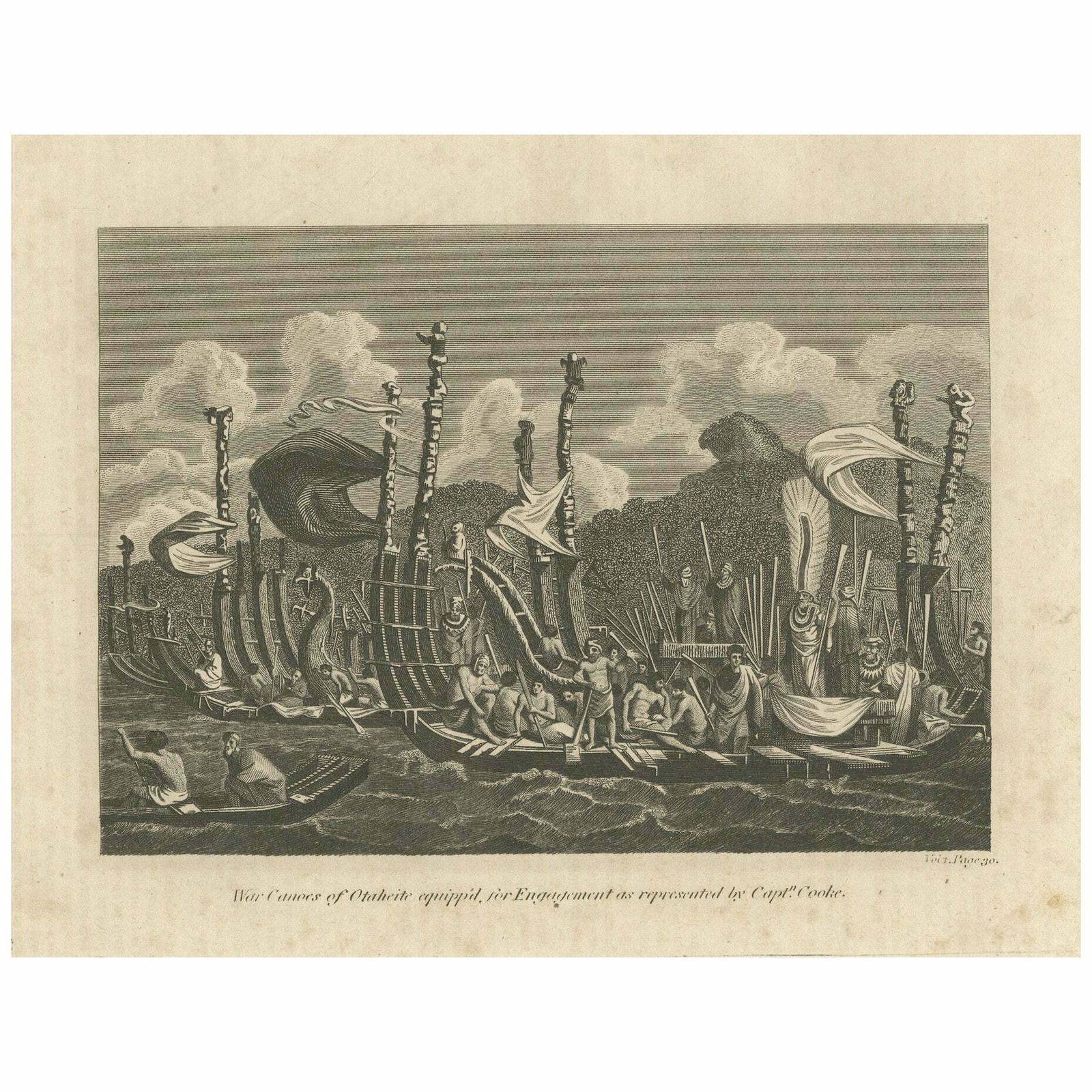 Naval Might Of Tahiti: War Canoes Observed By Captain Cook, Circa 1817