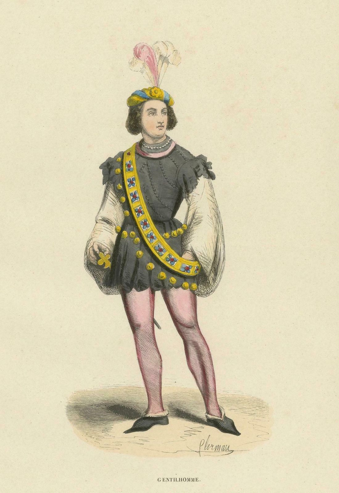 The Gallant Courtier: A Nobleman's Fashion In 'Costume Du Moyen âge, 1847 photo 153.0