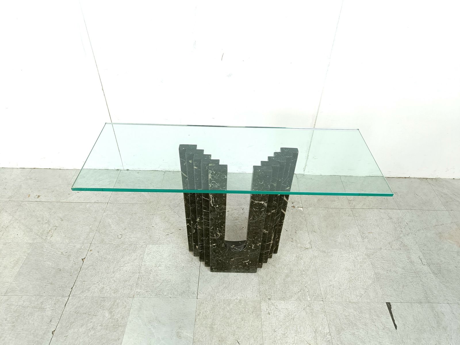 Vintage Black Marble Console By Cattelan Italy, 1980 photo for sale