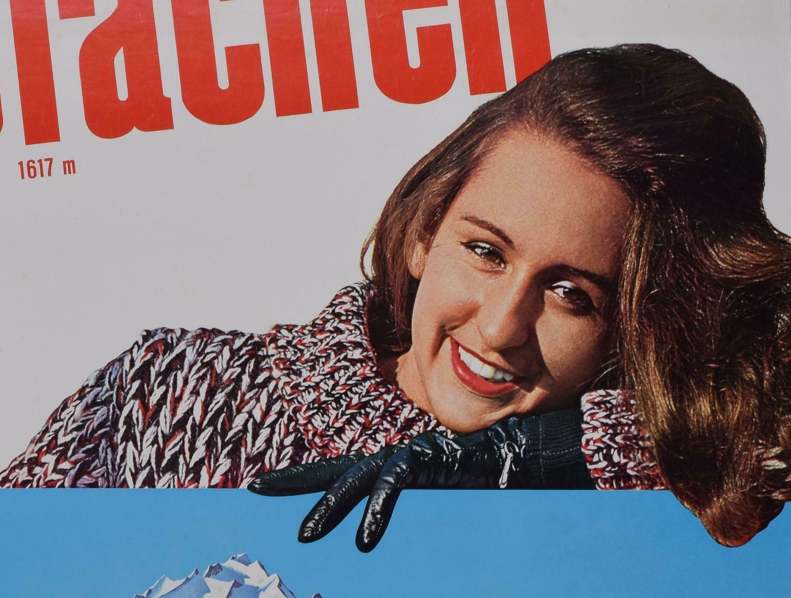 Grächen, Valais Wallis, Switzerland Original Vintage Skiing Poster photo for sale