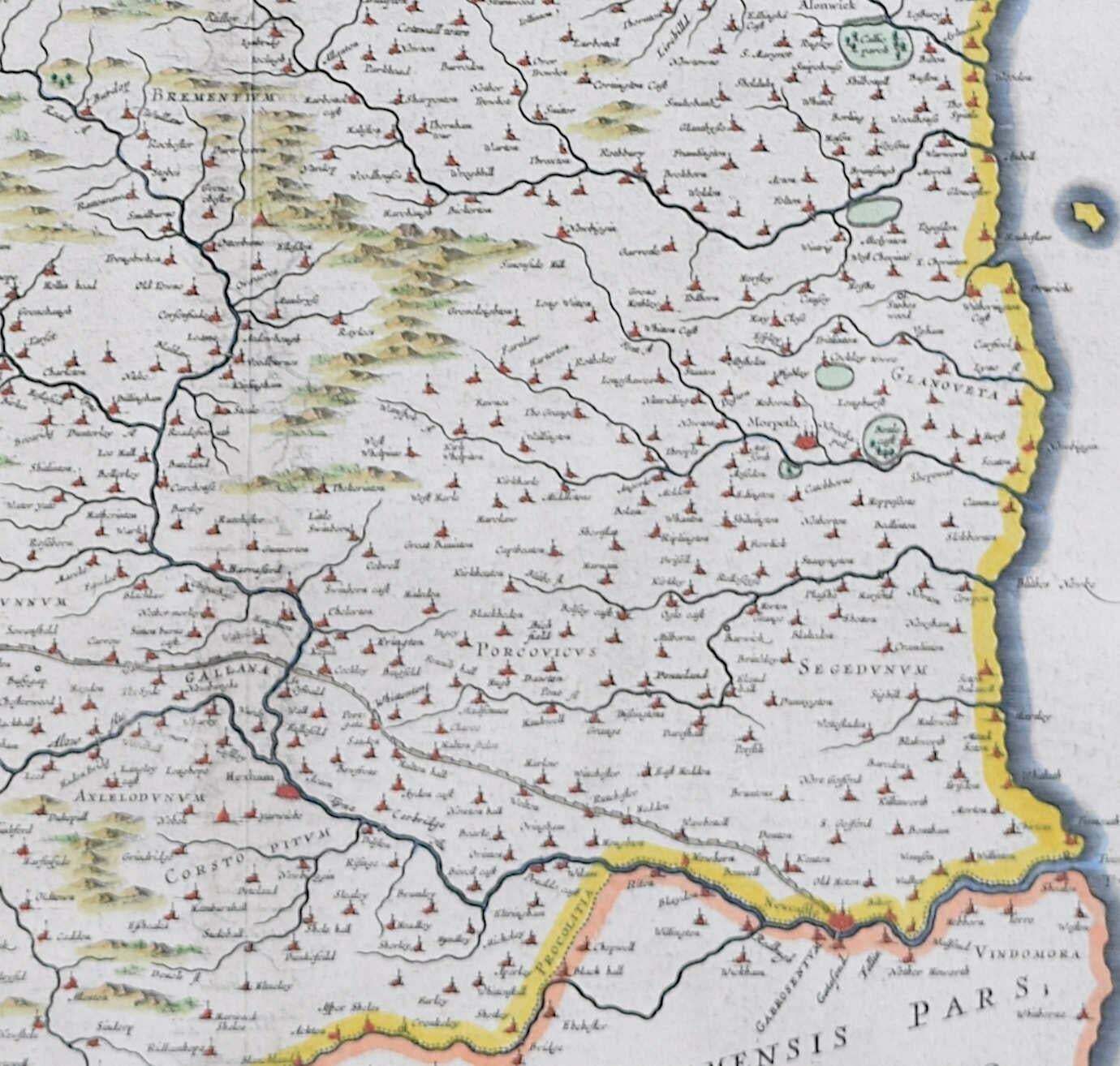 Joan (Johannes) Blaeu Map Of Northumberland By Joan Blaeu 1662 photo for sale