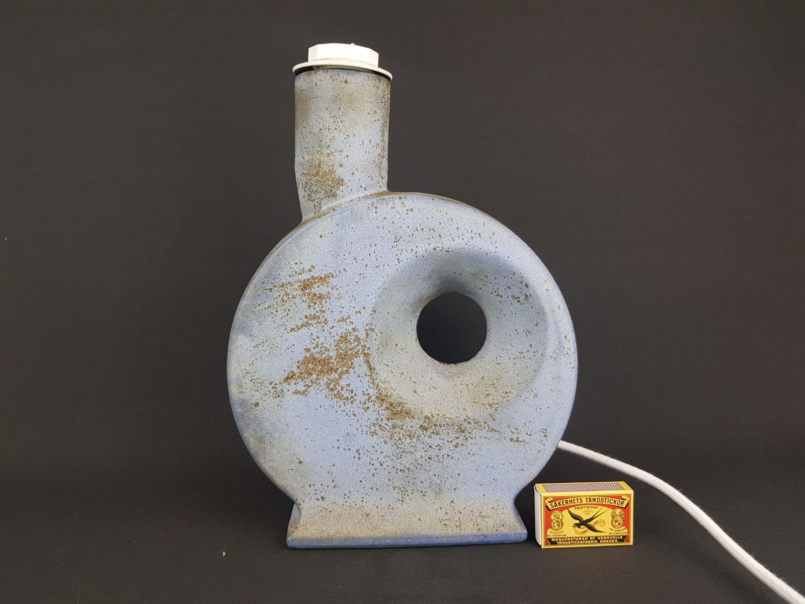 Vintage Afina Rijnsburg For Duifs Keramiek Blue Ceramic Lamp Dutch Pottery 1970s photo furniture