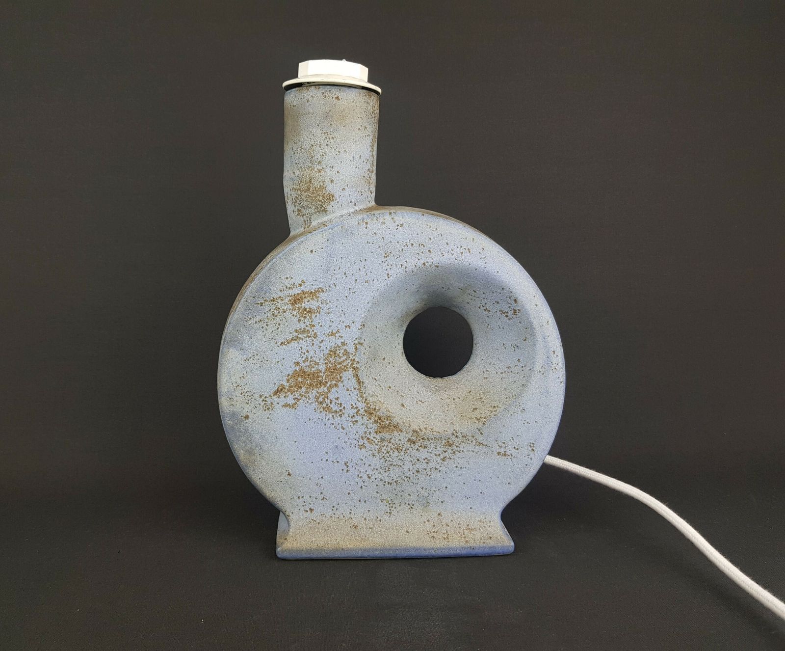 photo furniture Vintage Afina Rijnsburg For Duifs Keramiek Blue Ceramic Lamp Dutch Pottery 1970s