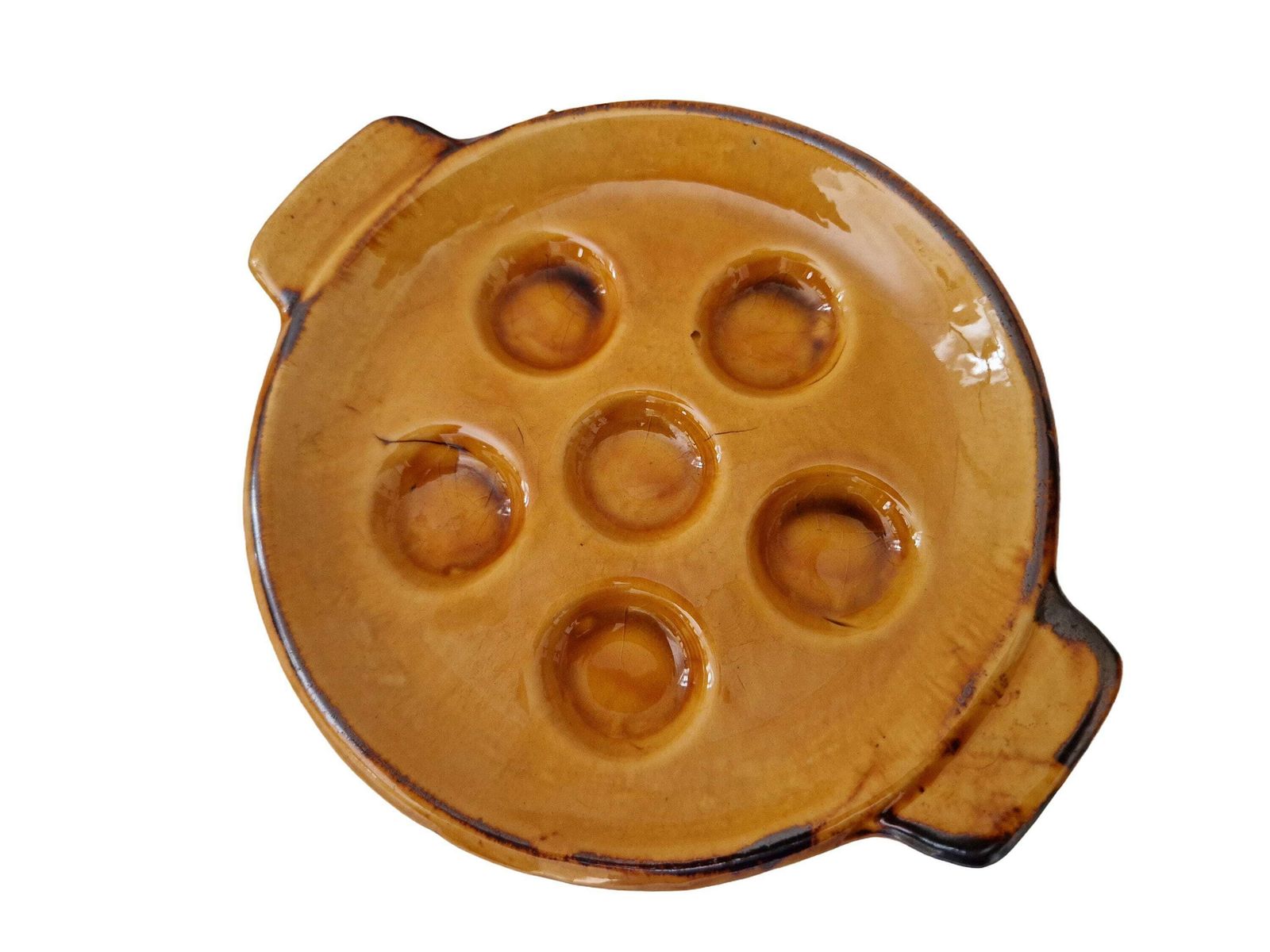 French Pottery Snail Plates Set Of 6, Vallauris Mid Century Ceramic Escargot Dishes photo vintage