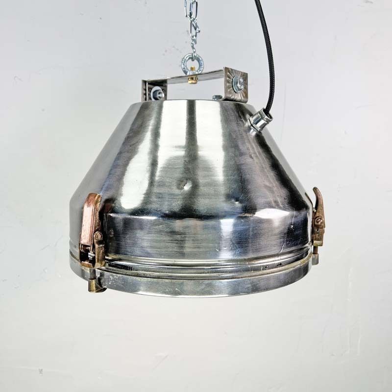 Industrial Aluminium Ceiling Pendant Light By Veb Of Germany With Cage photo buy