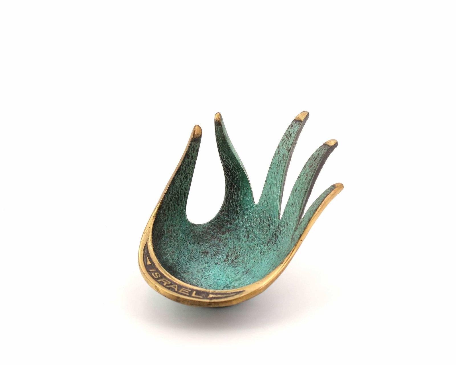 Bronze Hand Ring Dish, Israel, Années 60 / Ashtray, Walter Bosse Style, Israeli