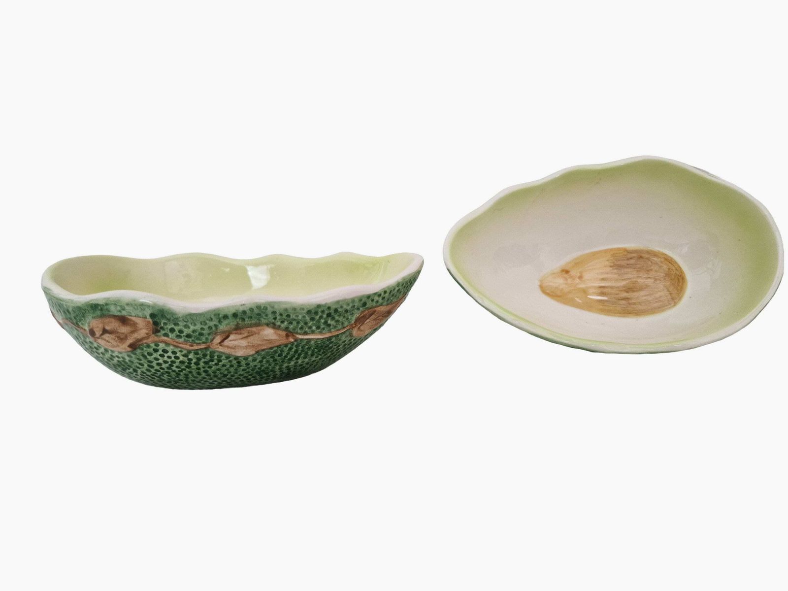 Vintage Avocado Serving Bowls By Francesco Guarino, Set Of 4, Italian Majolica Ceramic Guacamole And Snack Dishes photo 64.0