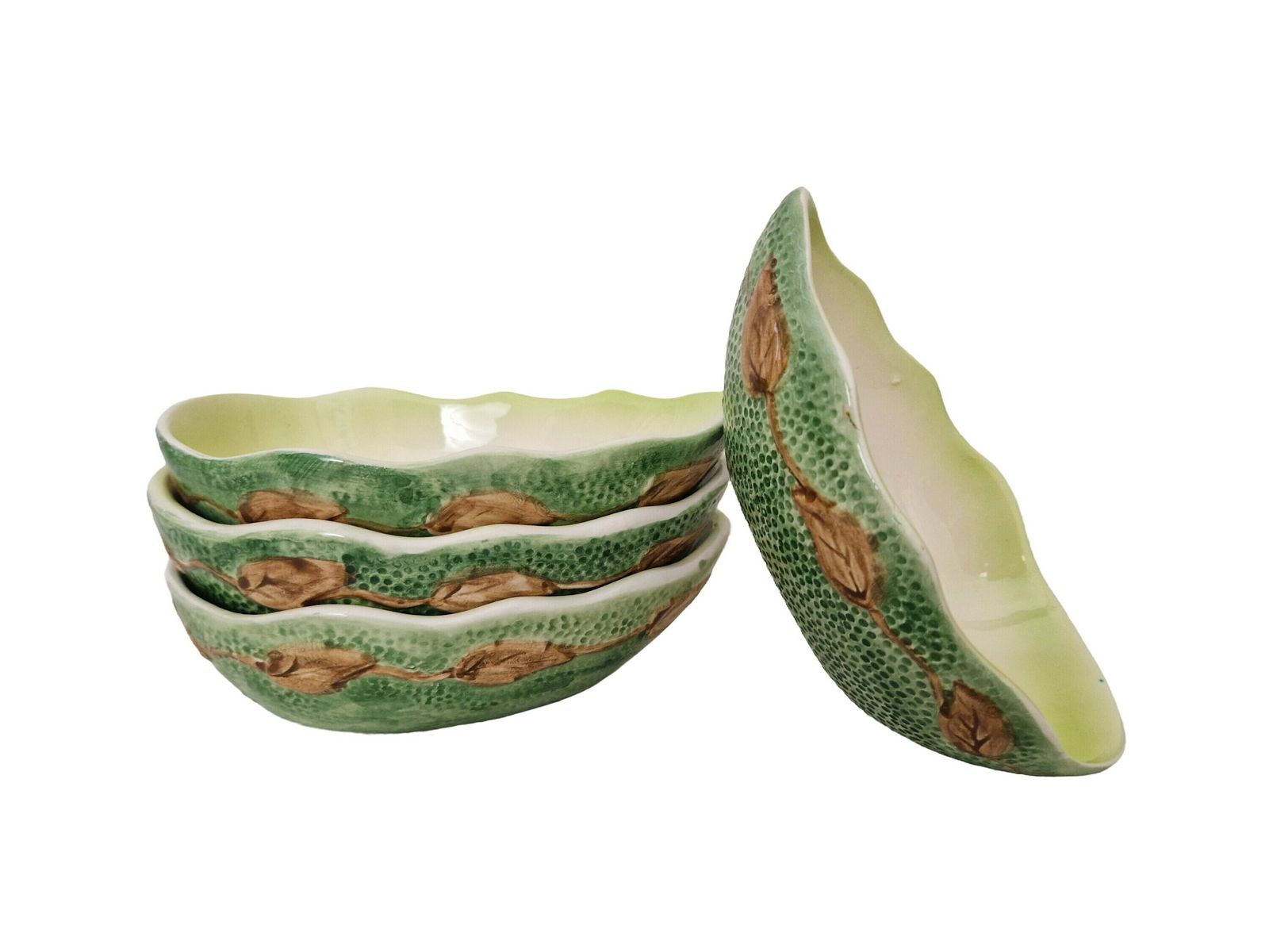 photo furniture Vintage Avocado Serving Bowls By Francesco Guarino, Set Of 4, Italian Majolica Ceramic Guacamole And Snack Dishes