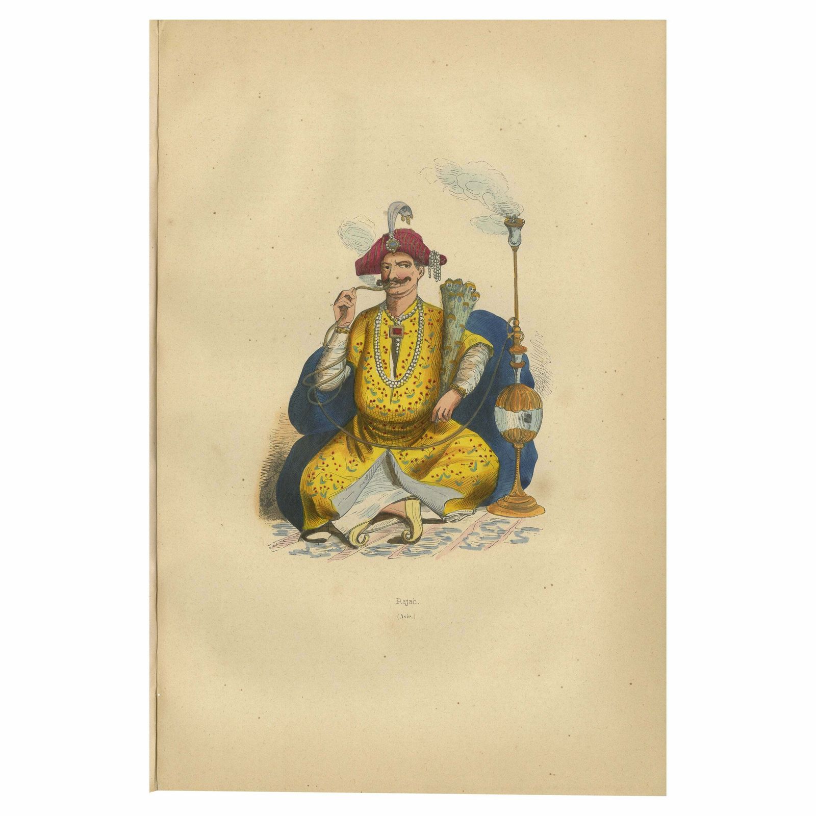 Antique Print Of A Rajah By Wahlen '1843'