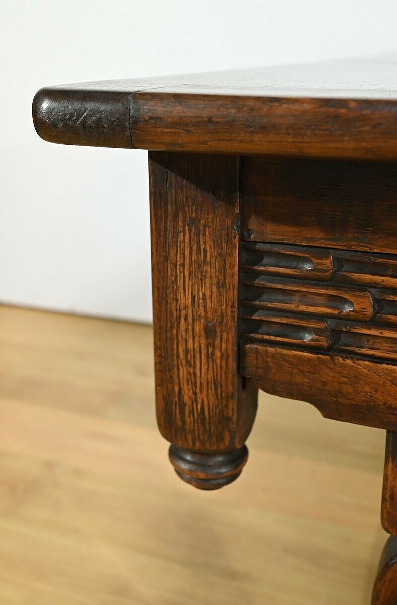 photo buy Oak Desk Table, Neo Gothic Style – Early 20th Century