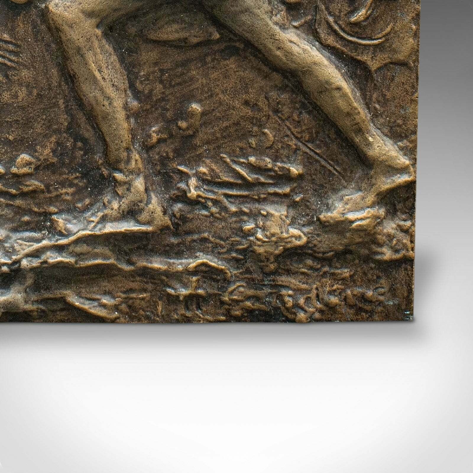 Vintage Decorative Relief Plaque, English, Bronze Plate, Mid Century, Circa 1950 photo buy