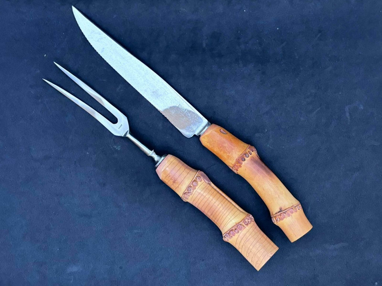 Bamboo Flatware Set Carving Knife Fork Boho Chic Bohemian Tiki Folk Country Food Photography Prop Nature Tikki Decor Grill Gift For Her photo furniture