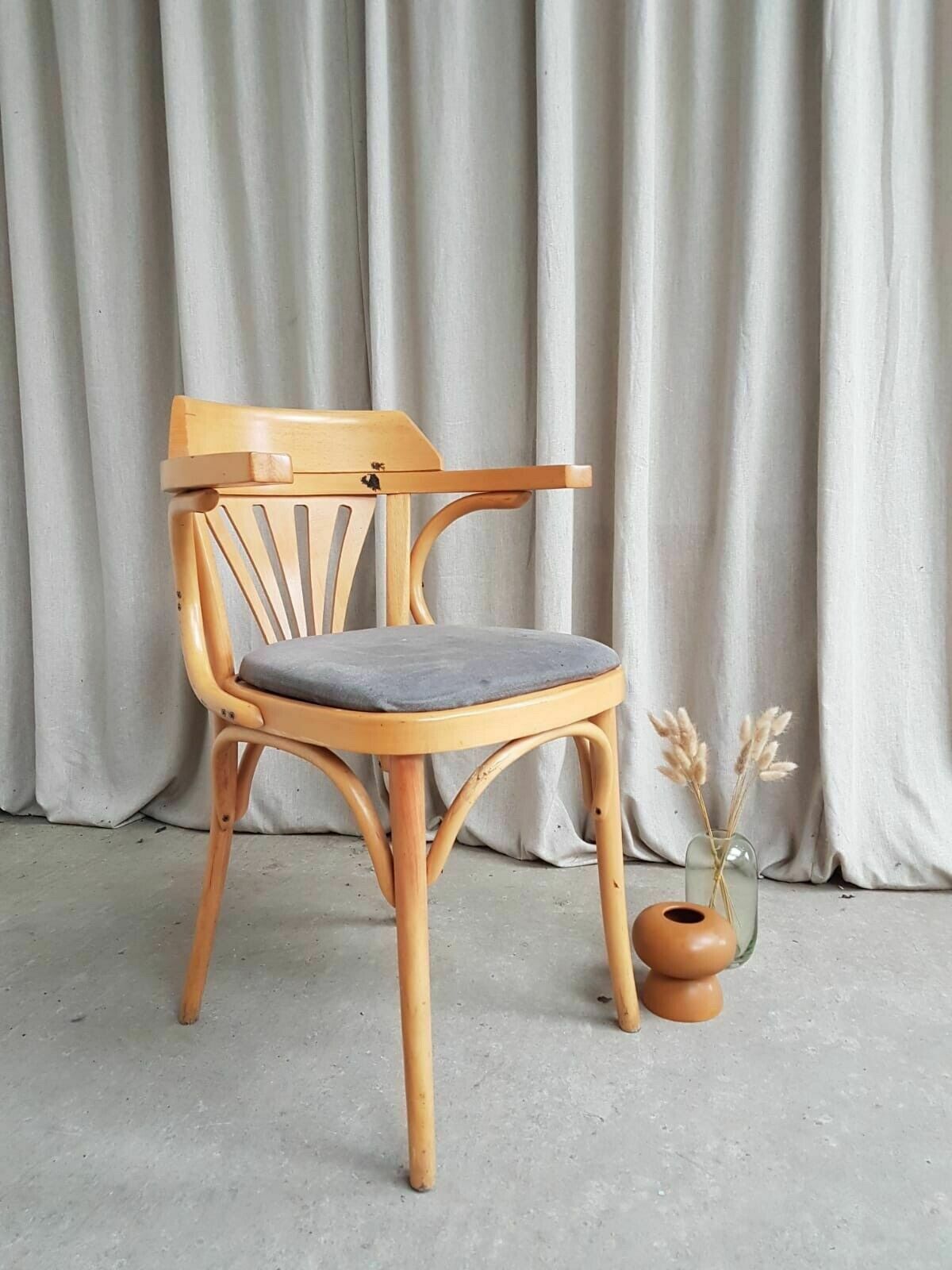 Vtg Late Mid Century Bistro Armchair Side Chair Dining Danish Scandi Retro R379