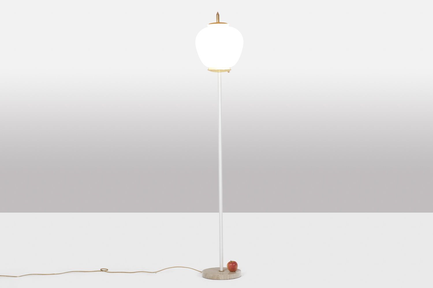 Floor Lamp In Opaline, Lacquered Metal And Golden Brass. 1950s. photo Lighting