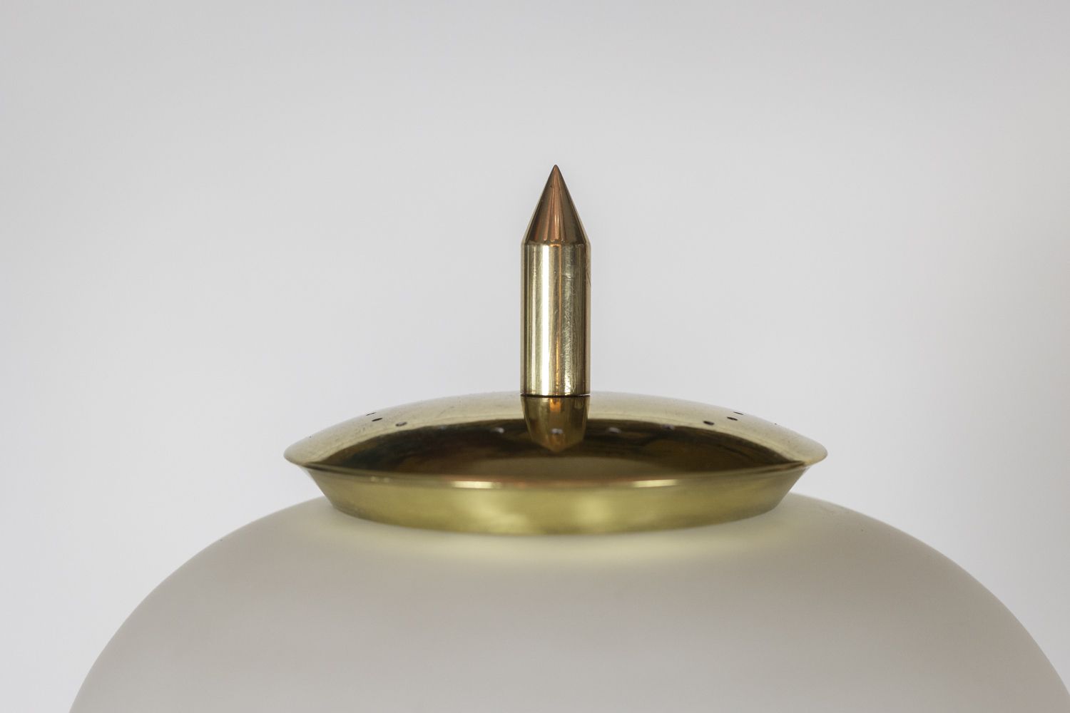 Floor Lamp In Opaline, Lacquered Metal And Golden Brass. 1950s. photo 2500.0