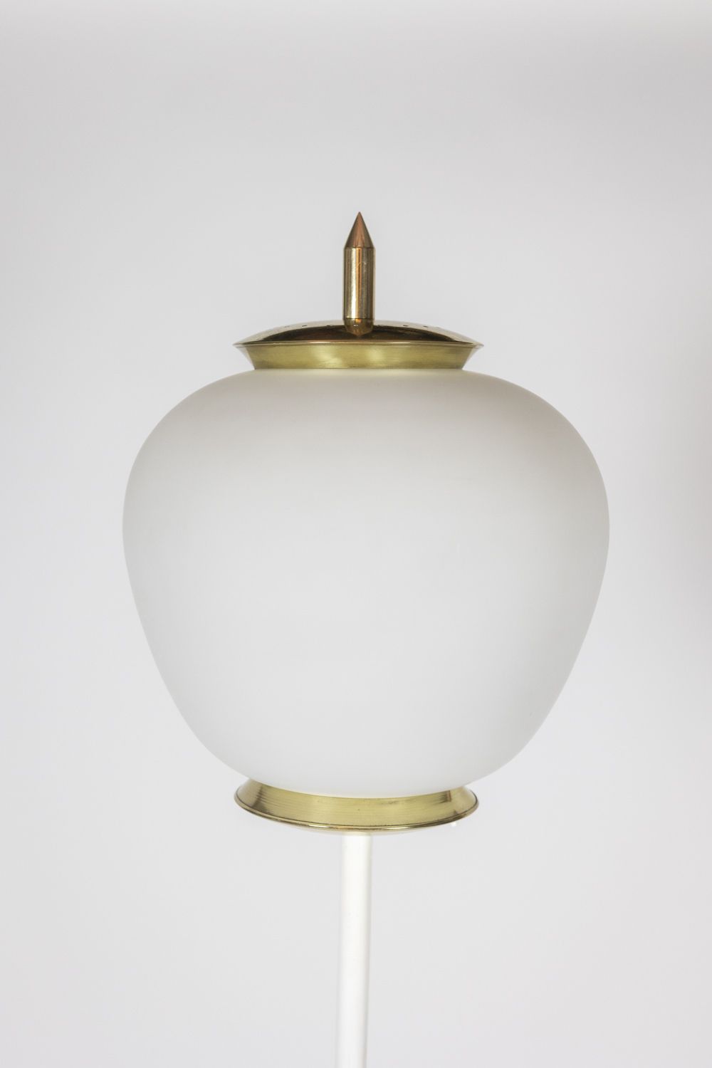 Floor Lamp In Opaline, Lacquered Metal And Golden Brass. 1950s. photo buy