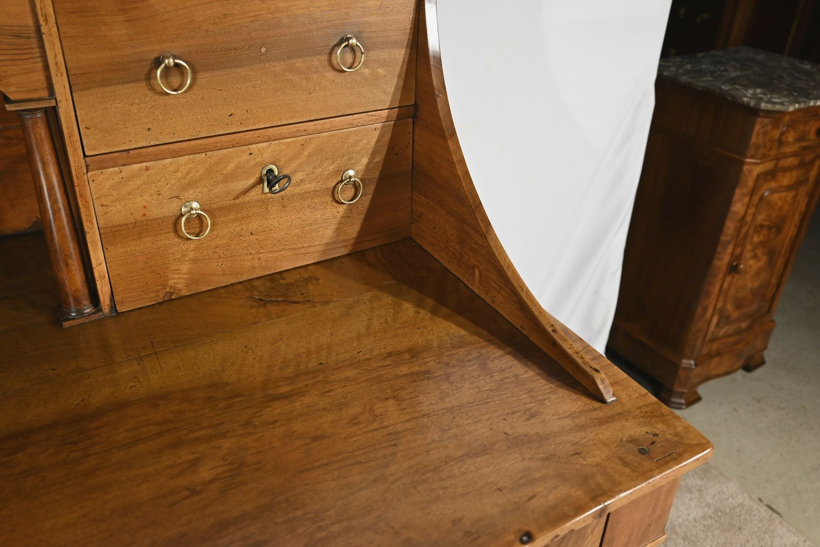 photo for sale Rare Property Desk, In Walnut, Empire Period – Early 19th Century