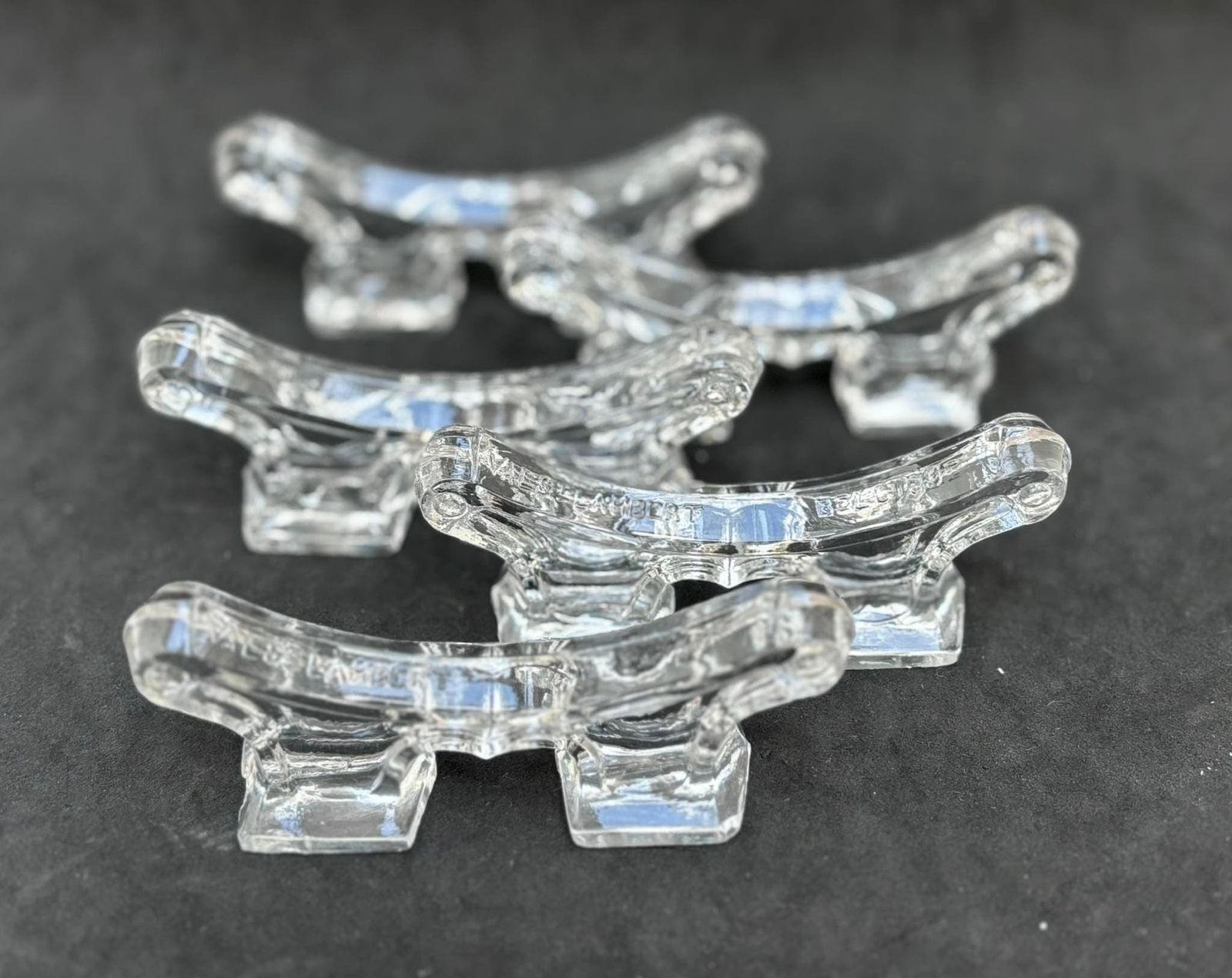 Art Deco 5 Crystal Knife Rest, Knife Holder Val Saint Lambert Beautiful Knife Holder Art Déco From Val St Lambert photo vinterior
