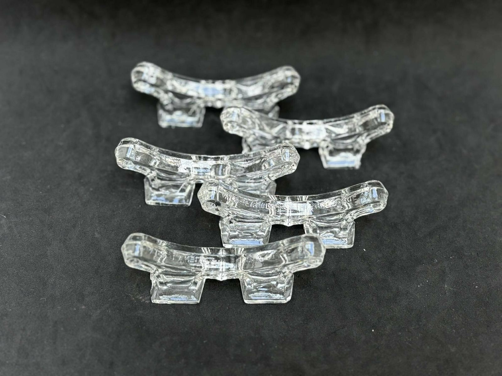 Art Deco 5 Crystal Knife Rest, Knife Holder Val Saint Lambert Beautiful Knife Holder Art Déco From Val St Lambert photo vintage