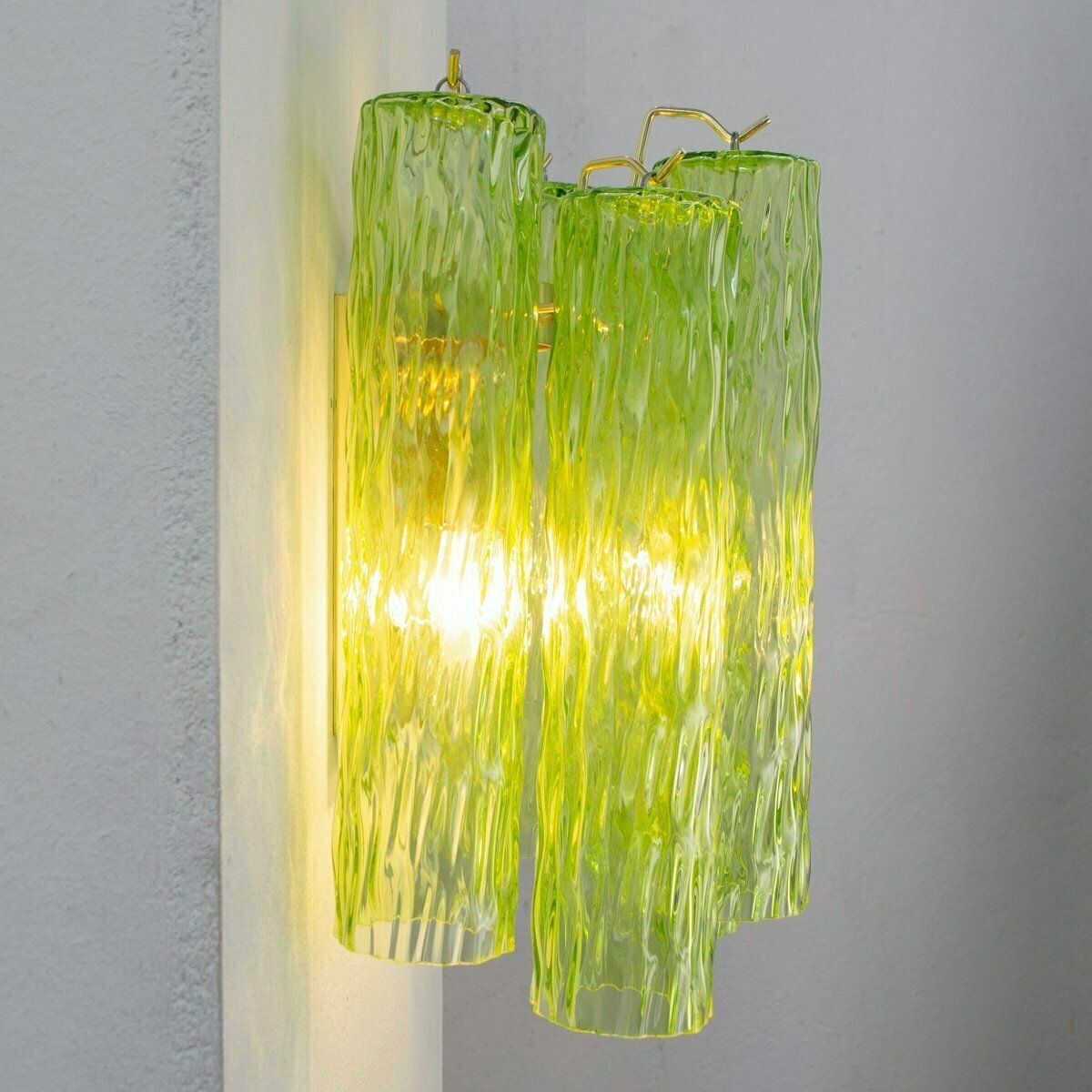 Light Green Murano Glass Wall Lamp With Cylinders, Italy, 1990s photo 482.0