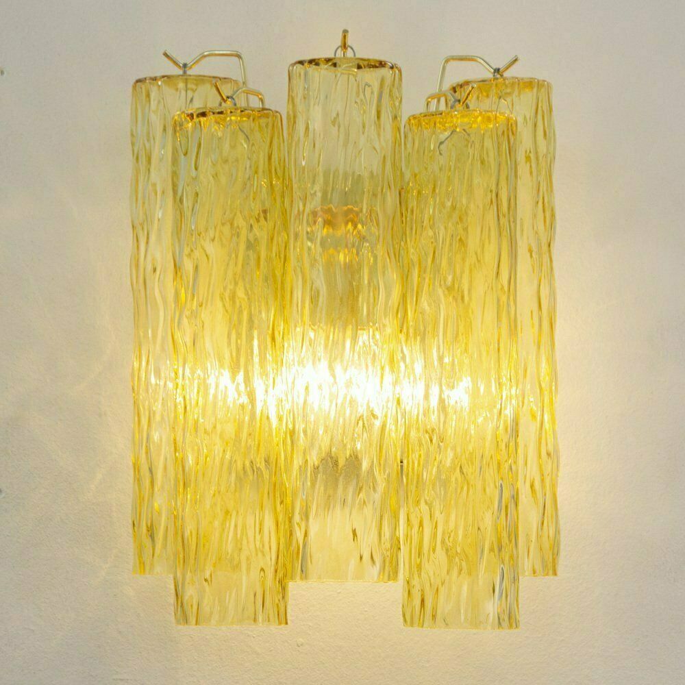 Wall Lamp In Yellow Decorated Murano Glass, Italy, 1990s photo for sale