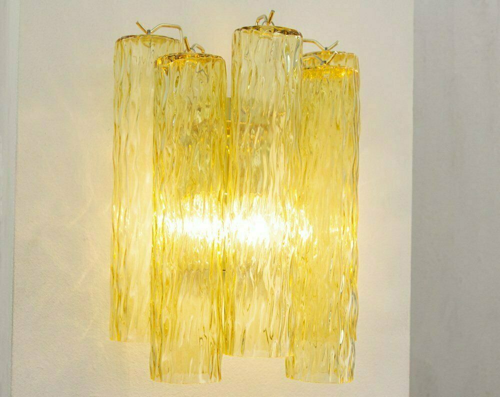 Wall Lamp In Yellow Decorated Murano Glass, Italy, 1990s photo Lighting