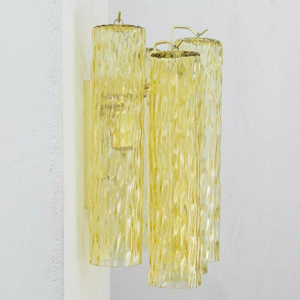 Wall Lamp In Yellow Decorated Murano Glass, Italy, 1990s photo vinterior