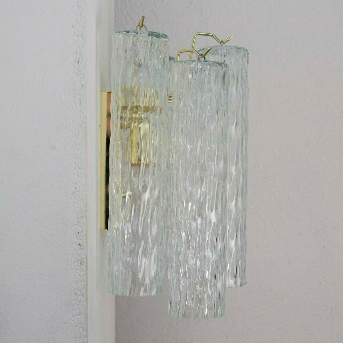 photo furniture Wall Lamp In Transparent Crystal Colored Murano Glass, Italy, 1990s