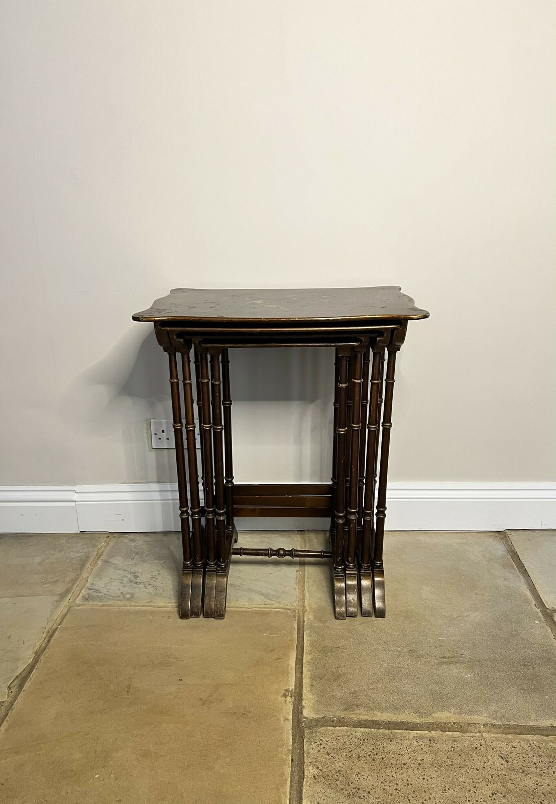 Furniture Lovely Nest Of Four Edwardian Quality Decorated Tables photo
