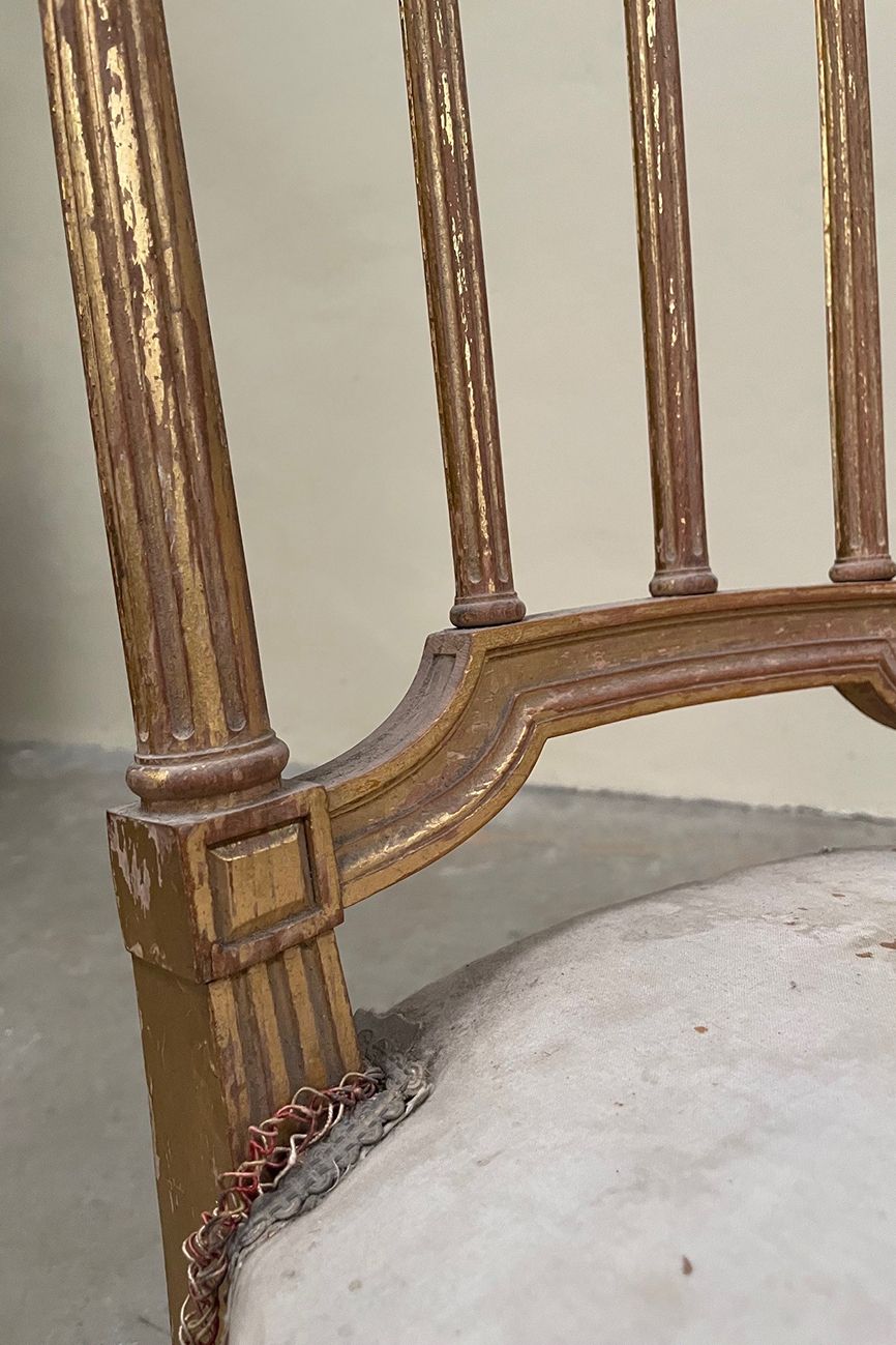 Single Gilded Chair, 1800s, Antique photo furniture