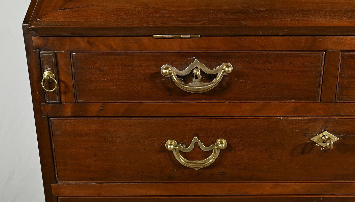 photo furniture Scribanne Chest Of Drawers In Solid Mahogany, Georgian Period, England – 18th Century
