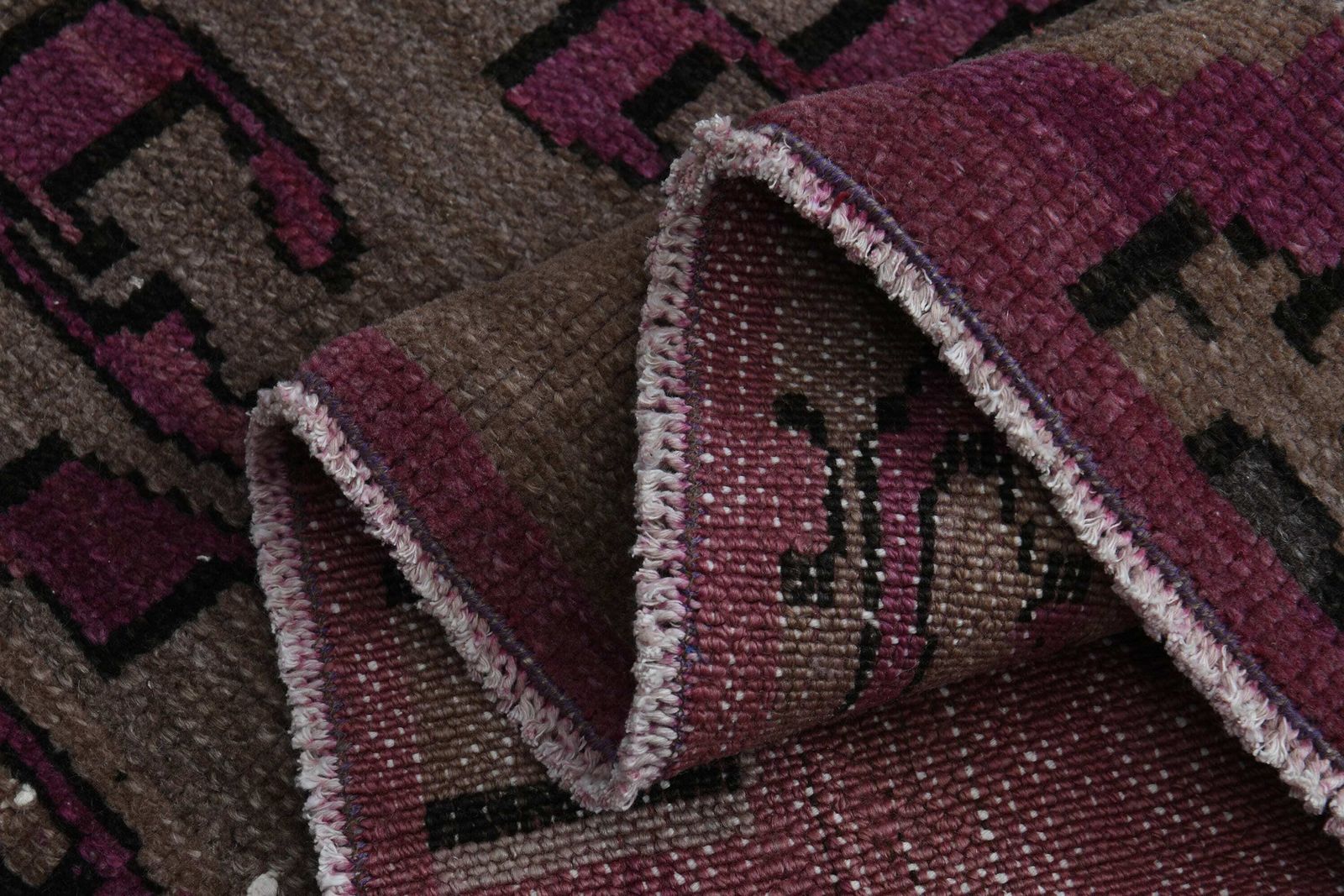Purple Brown Runner, Turkish Runner Rug, Vintage Rug, Washable Rug, Hallway Runner, Wide Runner Rug, Tribal Runner, Star Rug