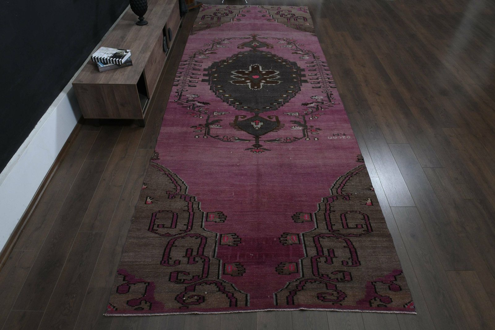 Purple Brown Runner, Turkish Runner Rug, Vintage Rug, Washable Rug, Hallway Runner, Wide Runner Rug, Tribal Runner, Star Rug photo furniture