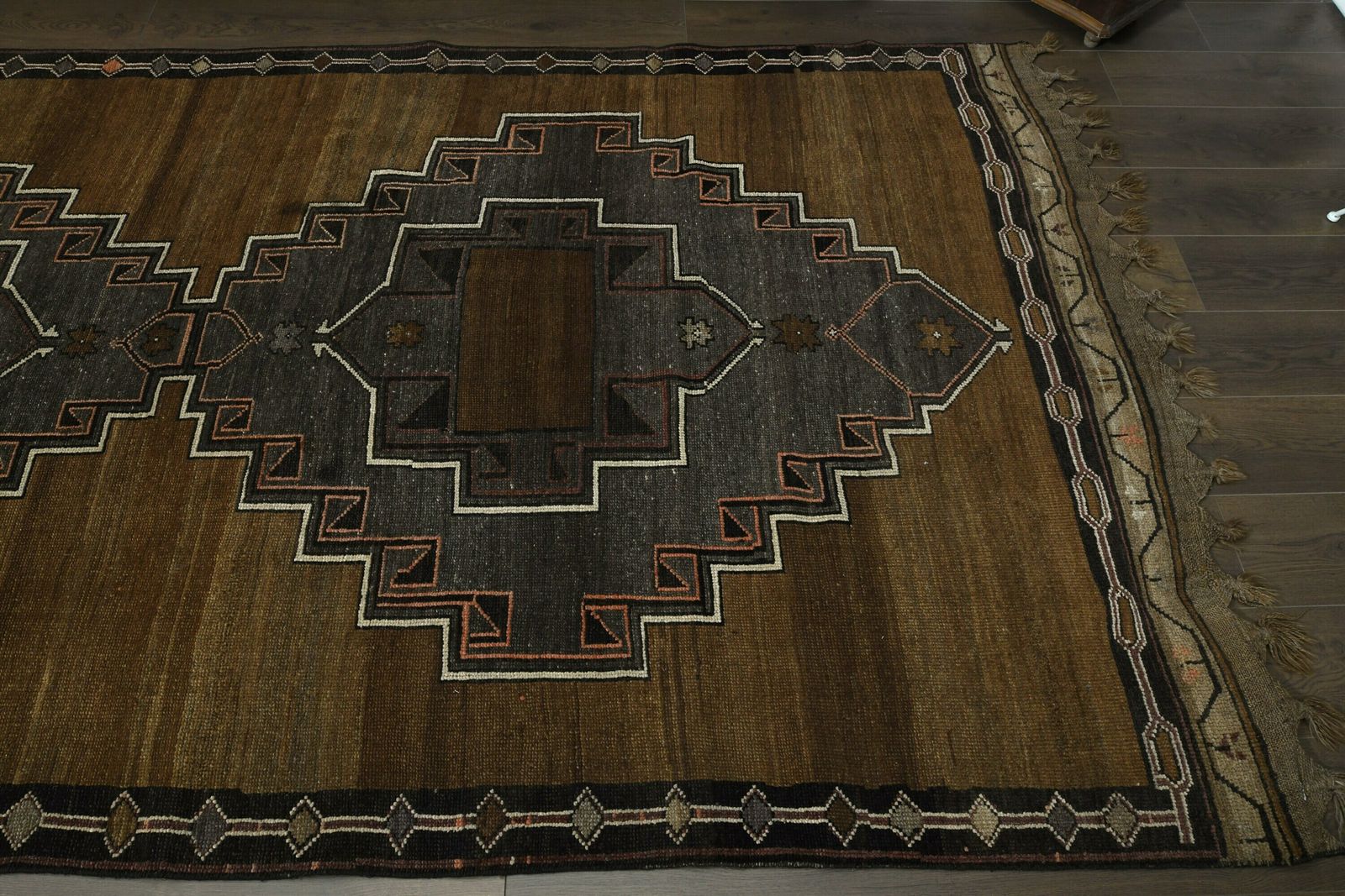 5'6x15'2 Ft, Brown Turkish Rug, Wide Runner Rug, Vintage Rug, Handmade Rug, Runner 6x15, Interior Designer, Tribal Rug, Vintage Oushak Rug photo furniture